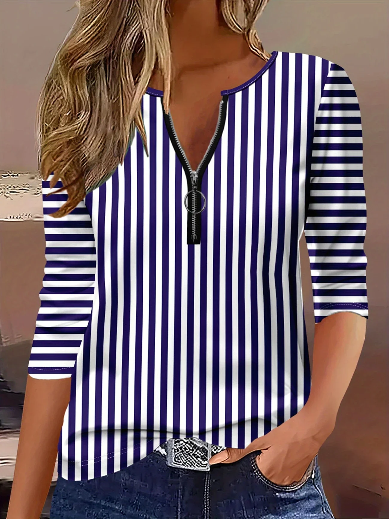 Casual Loose Cotton-Blend V Neck T-Shirt