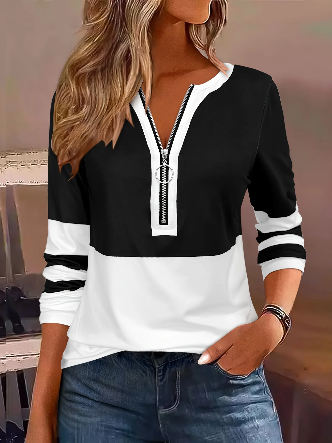 Cotton-Blend Vintage Multicolor Block T-Shirt