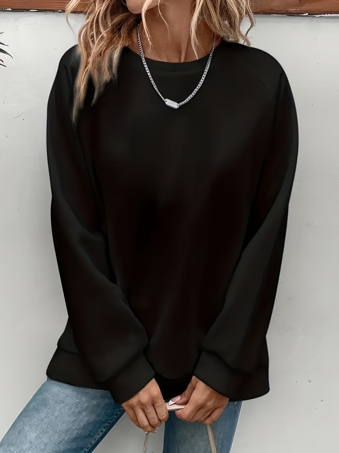 Crew Neck Regular Fit Plain Simple Sweatshirt