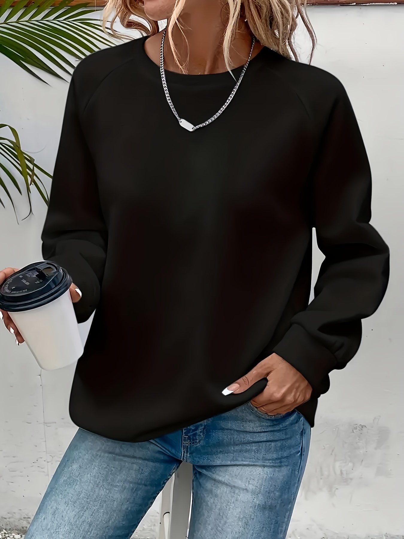 Crew Neck Regular Fit Plain Simple Sweatshirt
