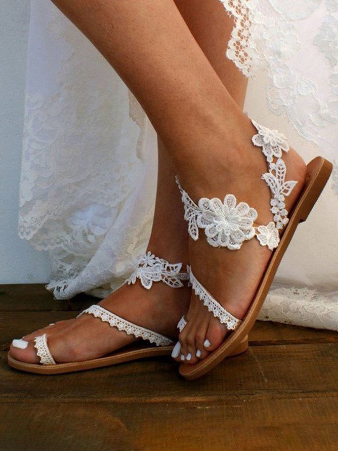 Weaving Material Simple Floral Summer Strappy Sandals