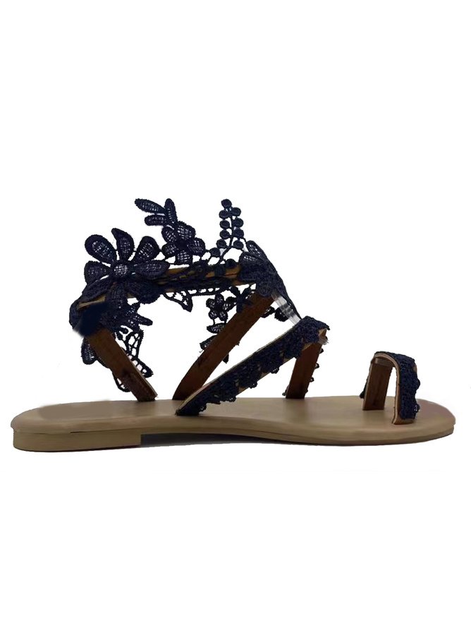 Weaving Material Simple Floral Summer Strappy Sandals