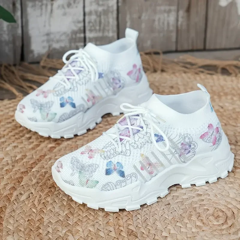 Simple All Season Floral Mesh Fabric Regular Shoes