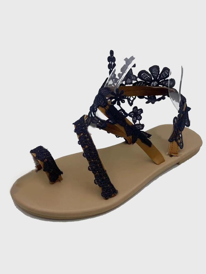 Weaving Material Simple Floral Summer Strappy Sandals