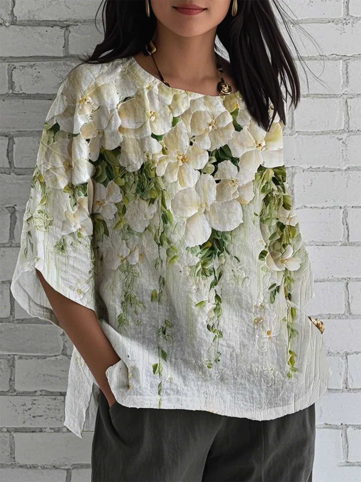 3D Printing Ethnic Crew Neck T-Shirt