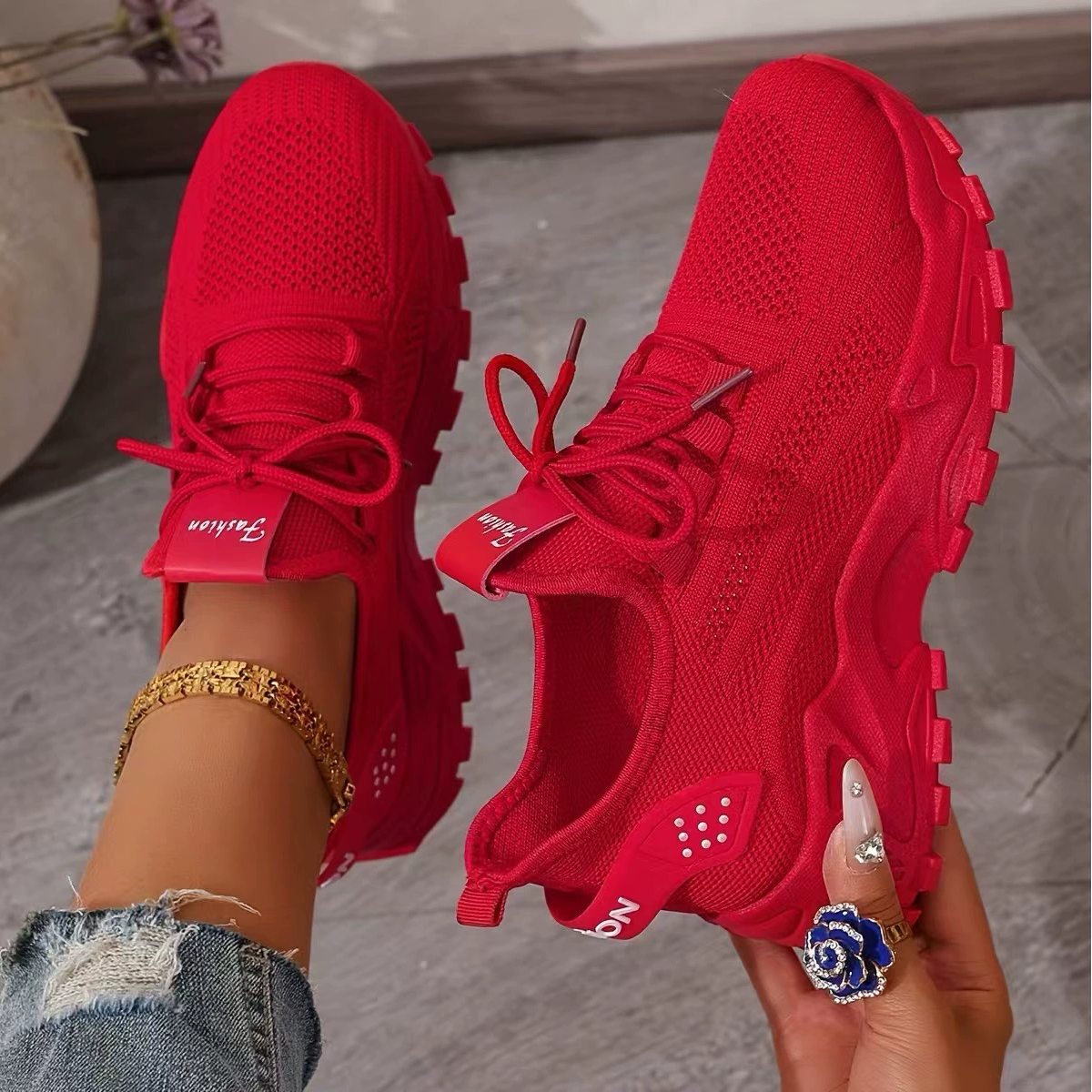 All Season Plain Casual Mesh Fabric Regular Shoes