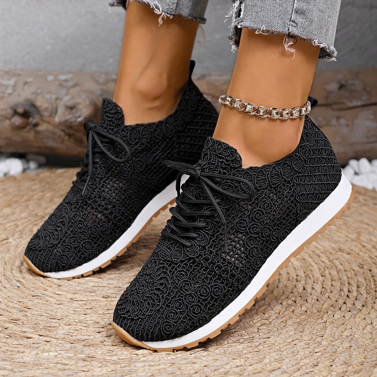 Plain Vintage Cotton Casual Shoes