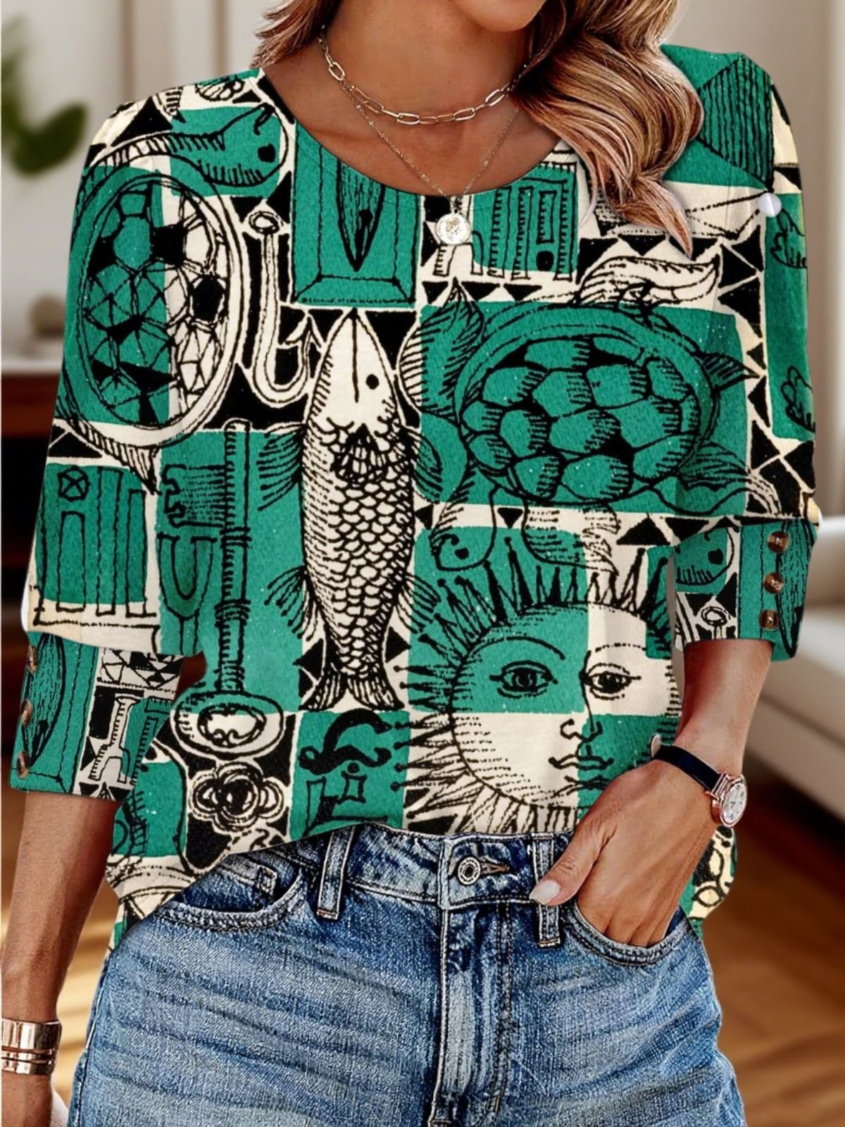 Casual Animal V Neck T-Shirt