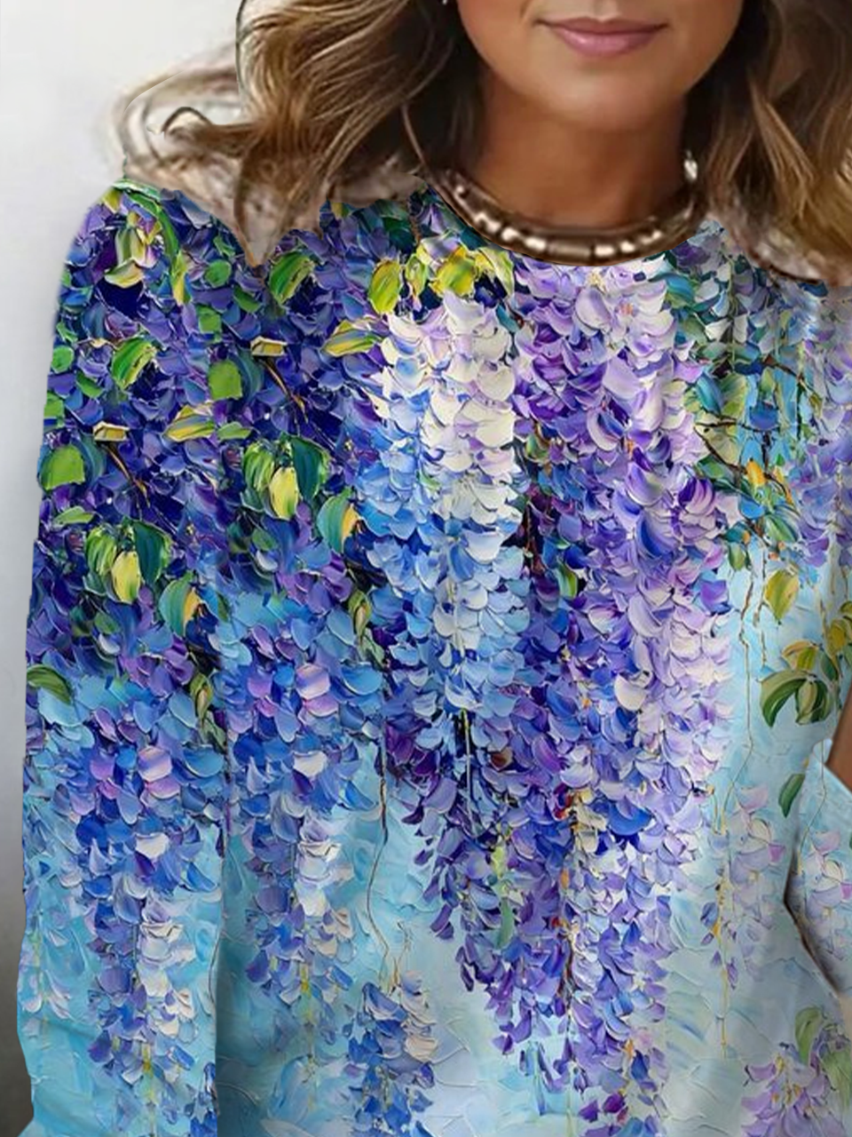Women's Floral Print Casual Long Sleeve Crew Neck T-Shirt