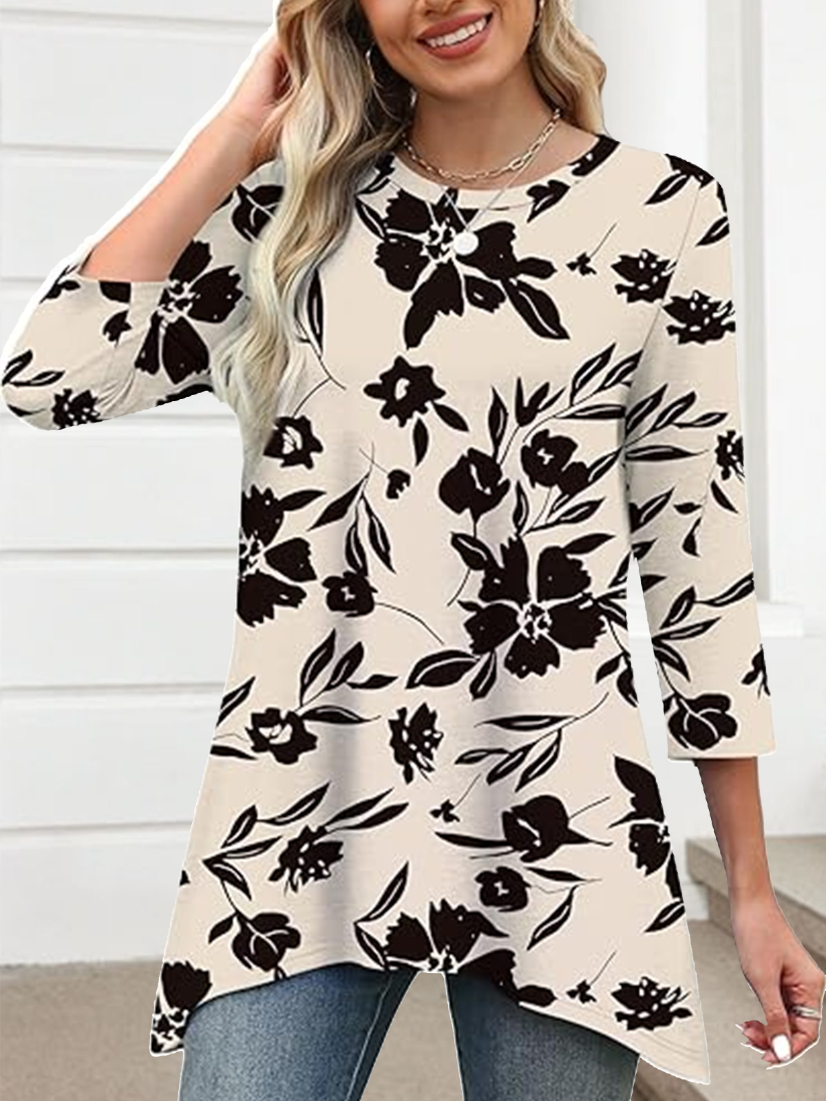 Floral Casual Crew Neck T-Shirt