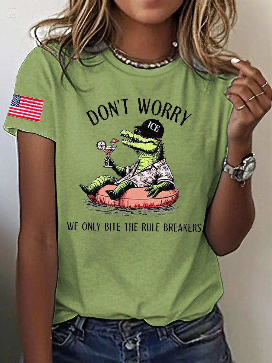 Women's Alligator Alcatraz Florida Everglades Dark Humor Printed T-shirt