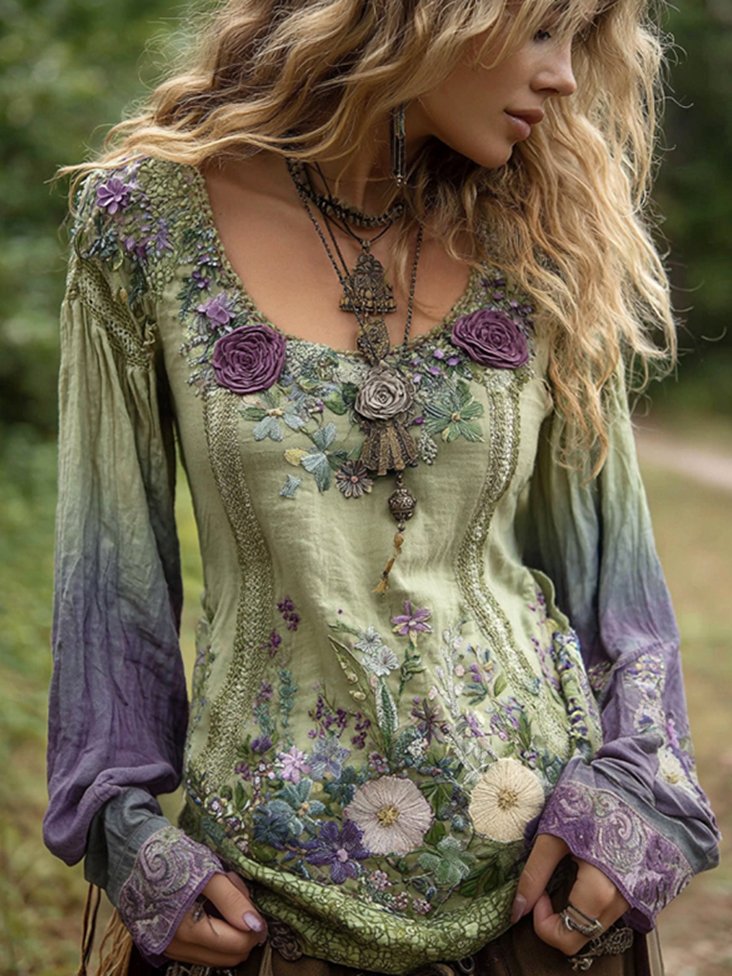 Casual Regular Fit Floral Cotton T-Shirt