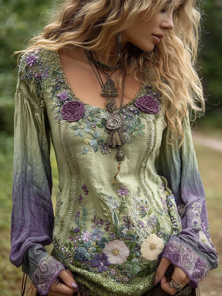 Casual Regular Fit Floral Cotton T-Shirt