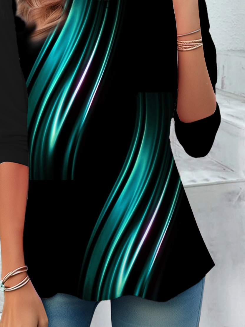 Women's Abstract Printed Casual Crew Neck Tunic T-Shirt