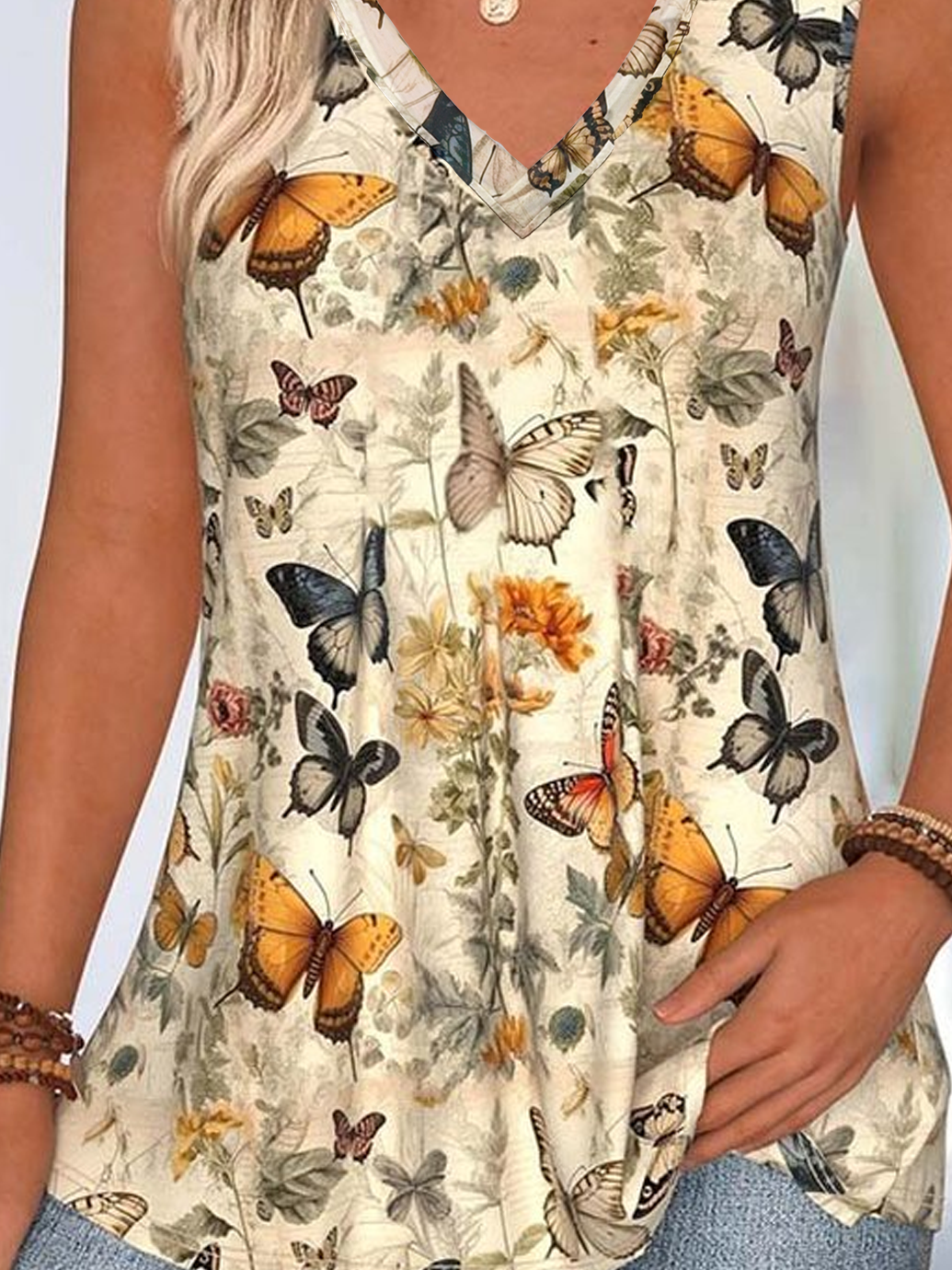 Cotton-Blend Street Butterfly Tank Top