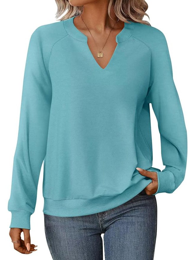 V Neck Regular Fit Casual Sweatshirt