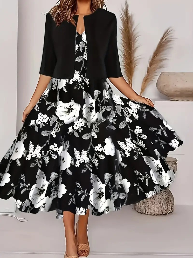 Women's Printing Floral Daily Going Out Two-Piece Set Light Blue Casual Summer Coat With Skirt Matching Set