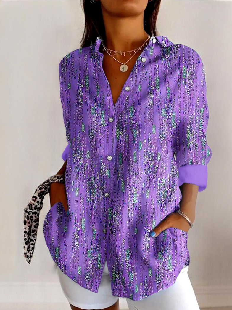V Neck Casual Geometric Shirt