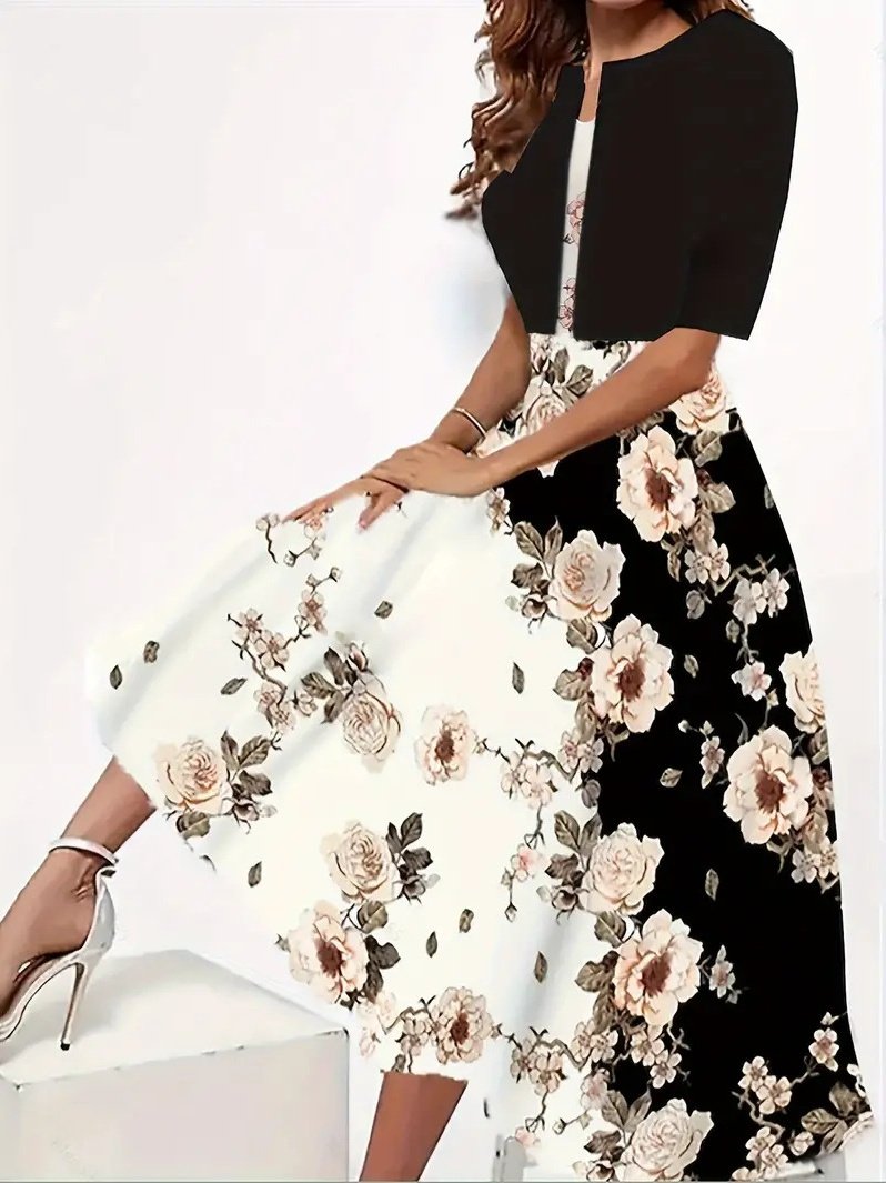 Women's Printing Floral Daily Going Out Two-Piece Set Light Blue Casual Summer Coat With Skirt Matching Set