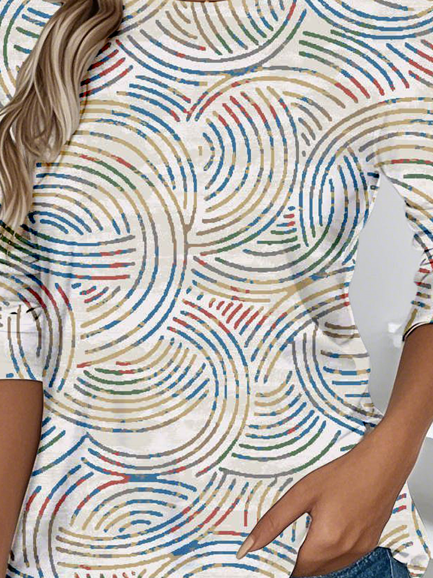 Casual Long Sleeve Round Neck T-Shirt