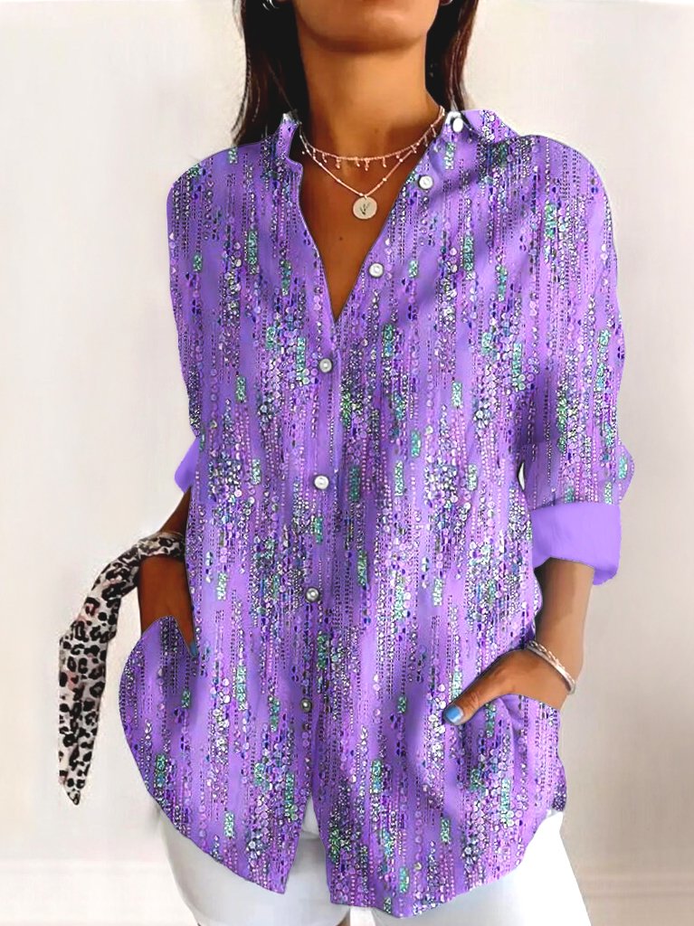 V Neck Casual Geometric Shirt