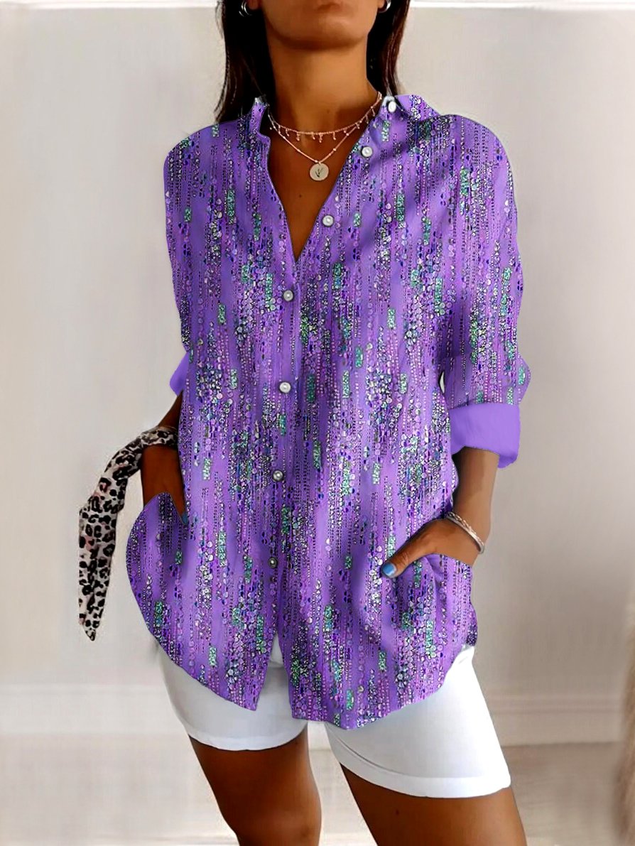 V Neck Casual Geometric Shirt