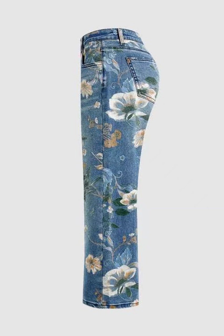 Floral Regular Fit Cotton Street Jeans