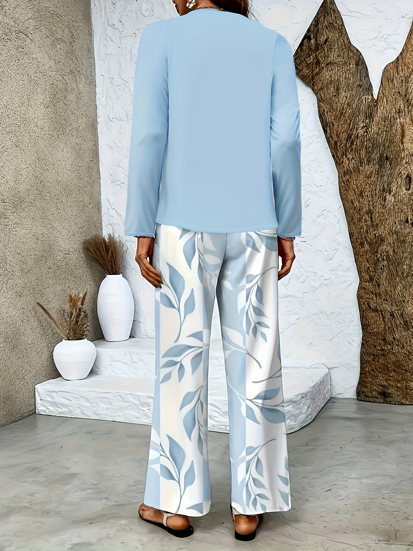 Street Square Neck Loose Geometric Two-Piece Set