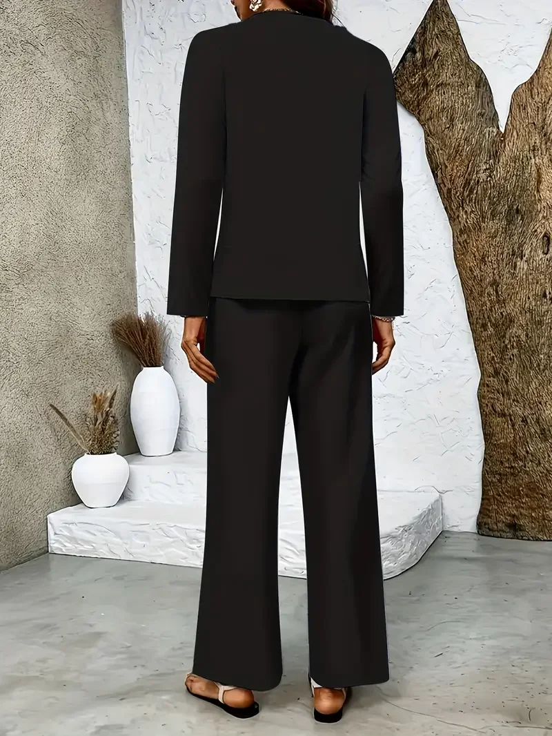Square Neck Street Plain Loose Two-Piece Set