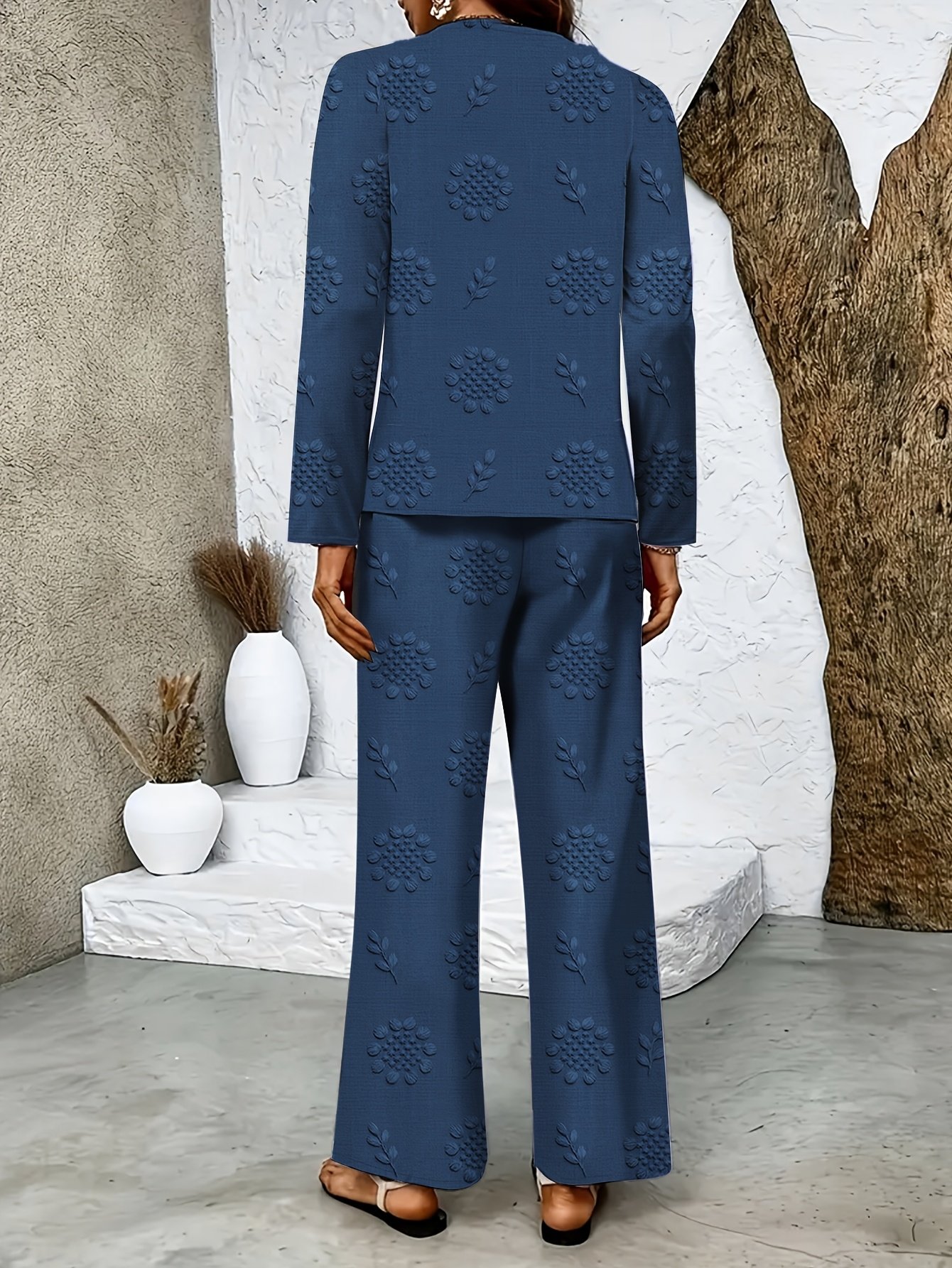 Botanical Pattern Street Square Neck Two-Piece Set