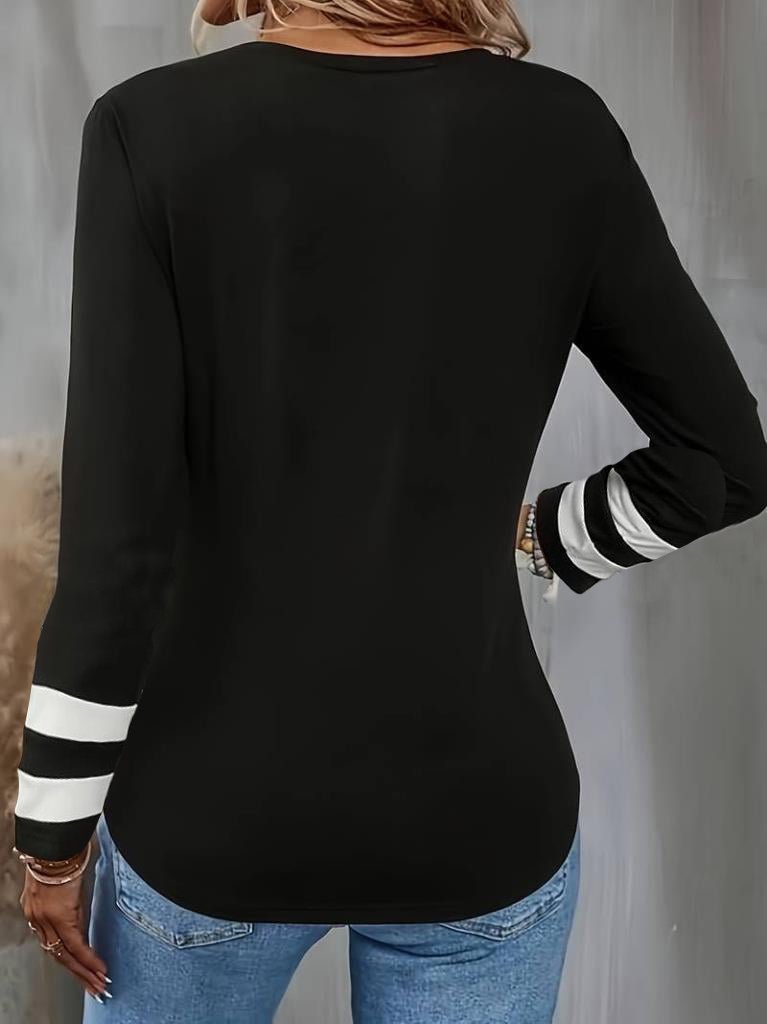 Simple V Neck Long Sleeve T-Shirt