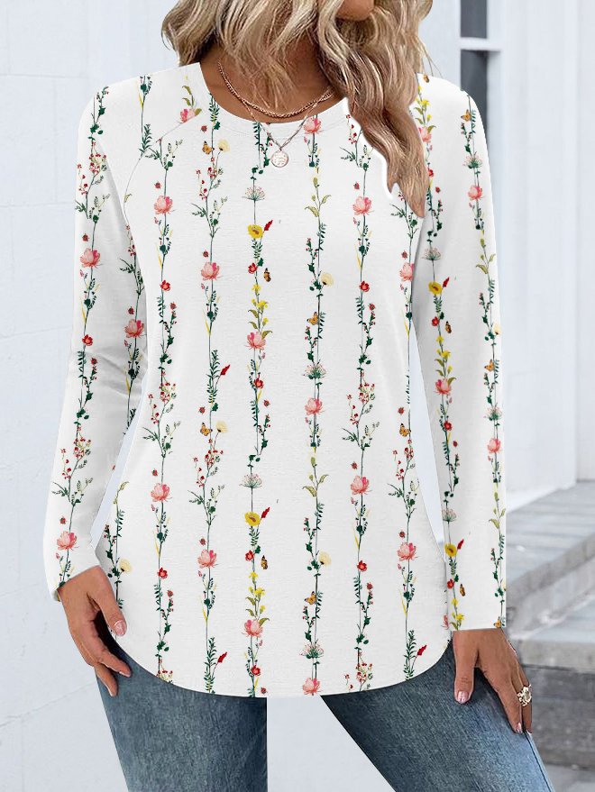Cotton Color Block Casual Crew Neck T-Shirt