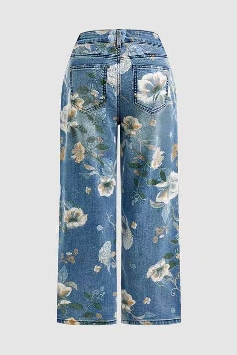 Floral Regular Fit Cotton Street Jeans