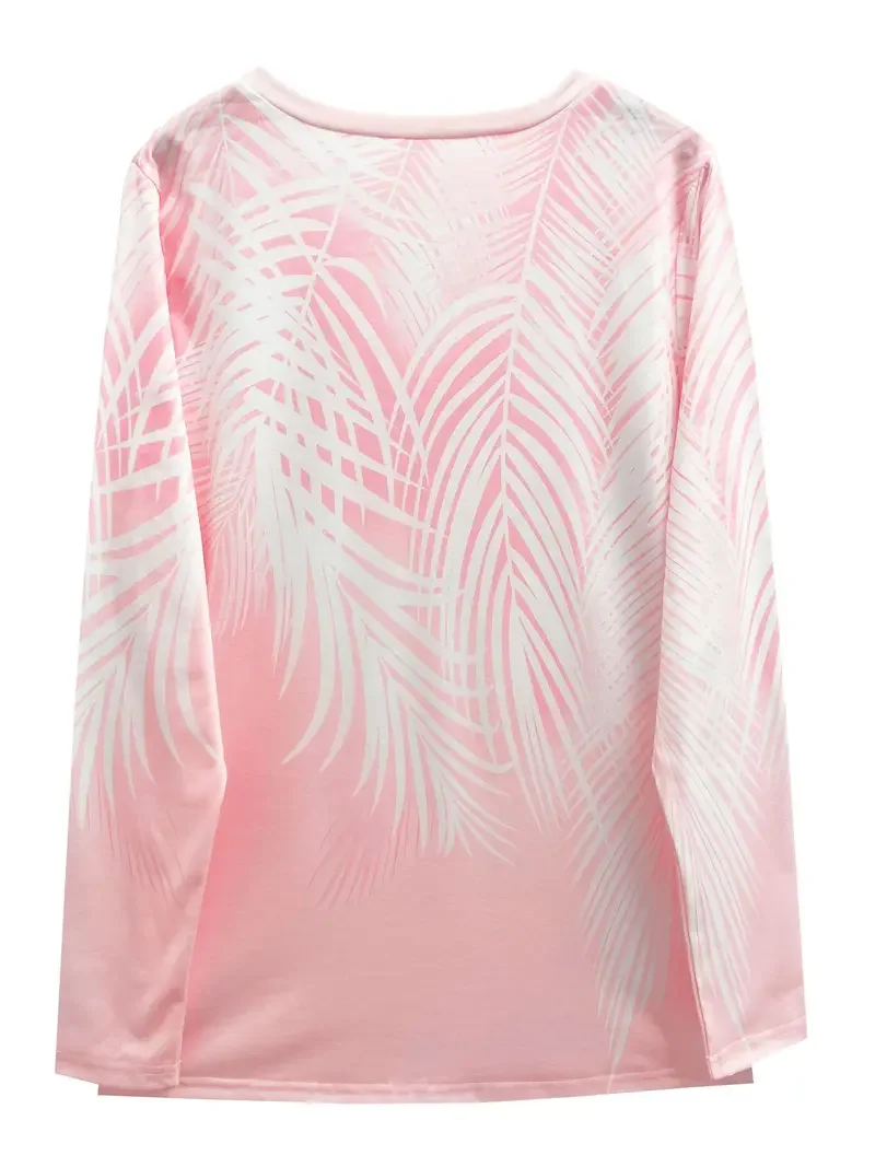 Women's Long Sleeve T-shirt Spring/Fall Pink Abstract Printing Jersey V Neck Daily Going Out Casual Top