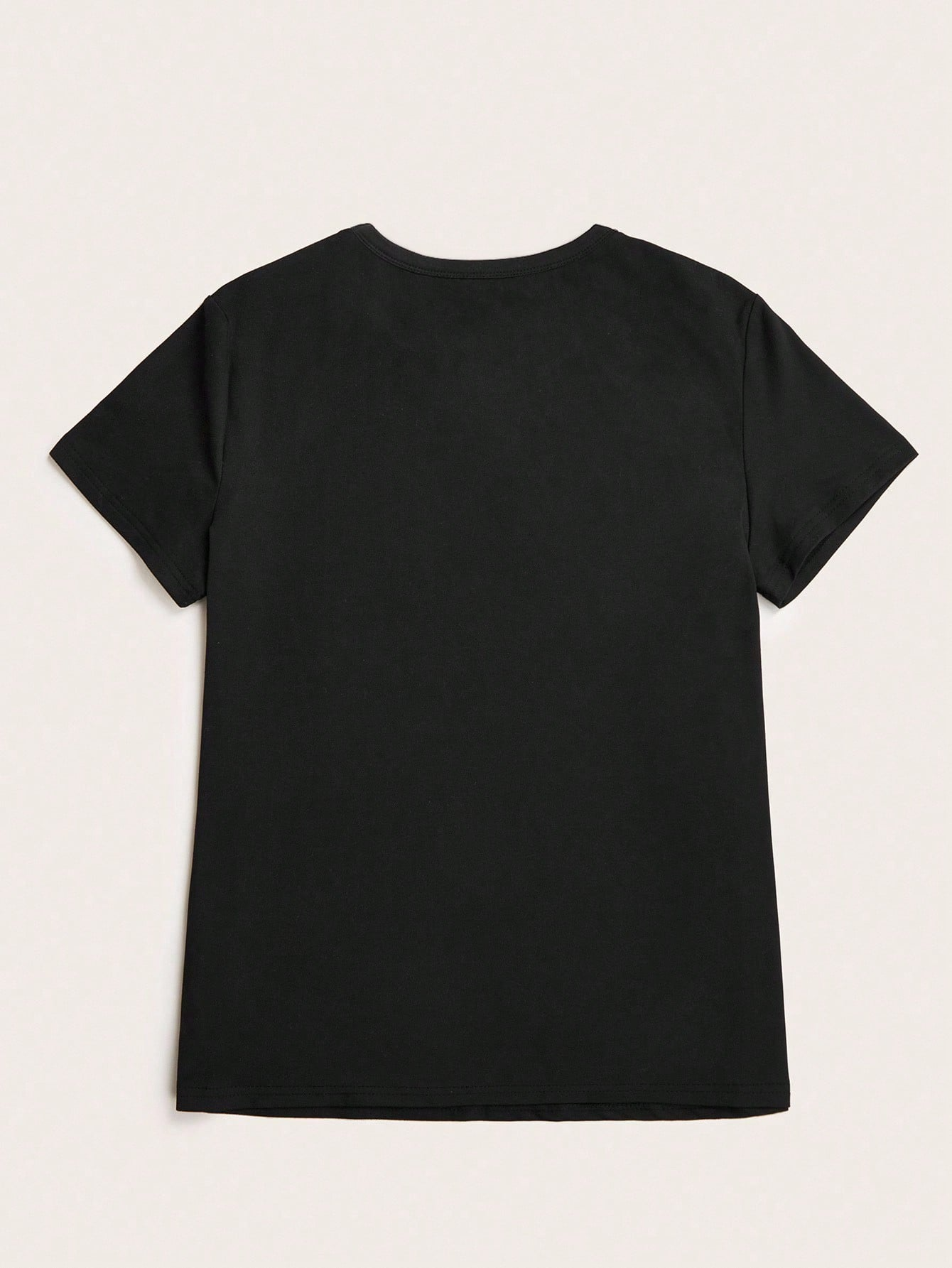 Simple Casual V-Neck Printed Long-Sleeved T-Shirt