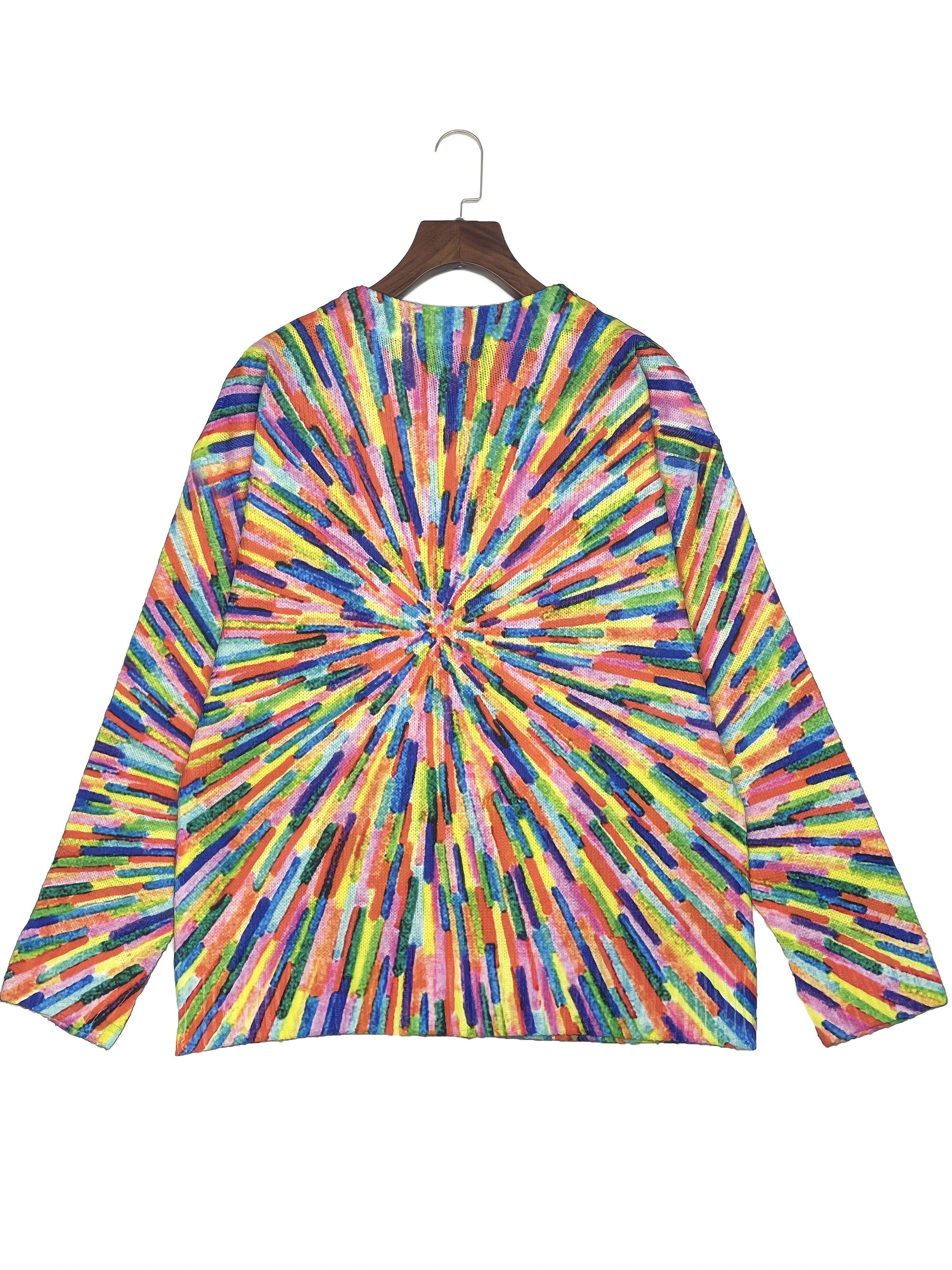 Casual Vintage Geometric Print Loose Knit Cardigan