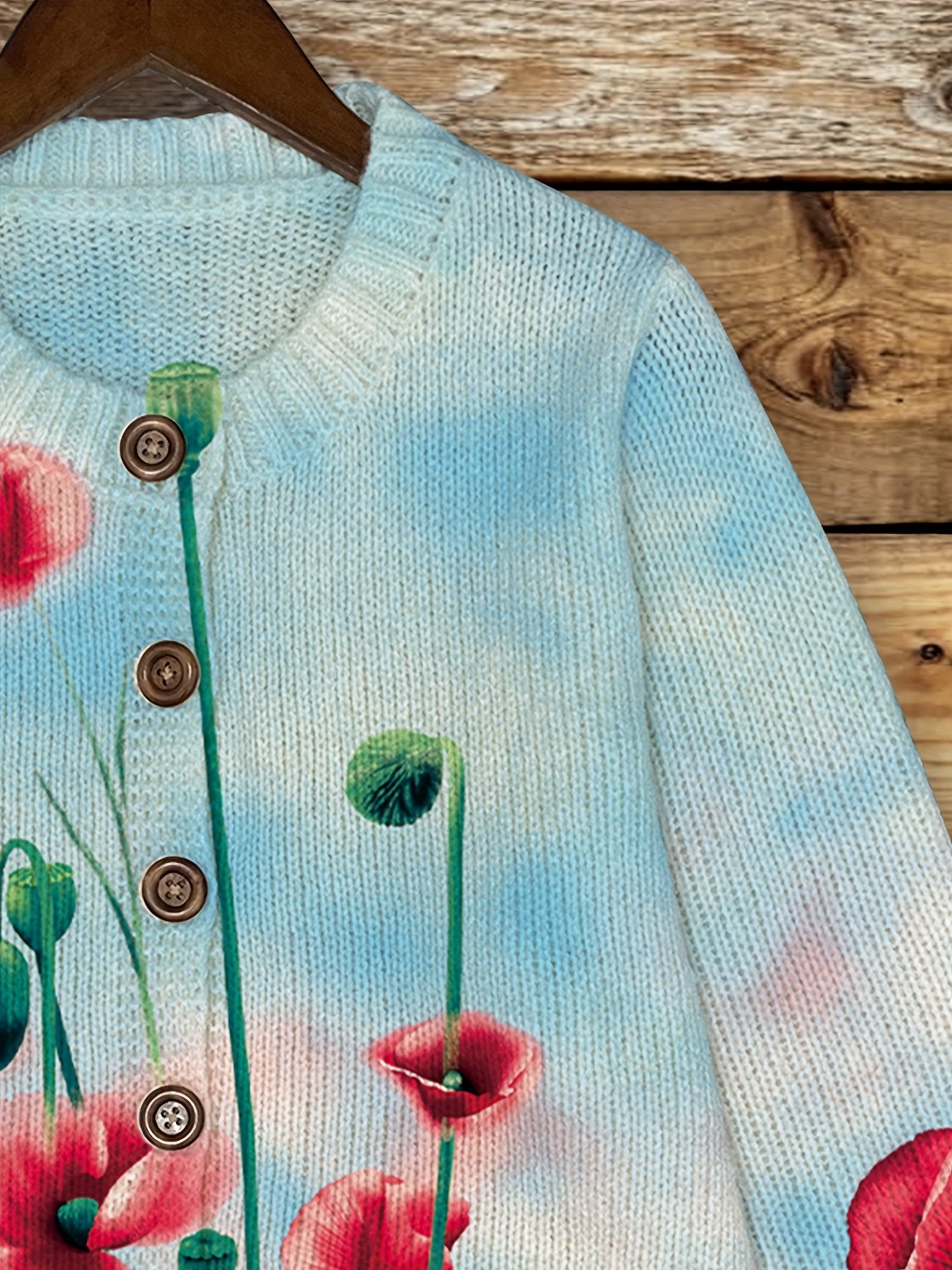 Crew Neck Gradient Pattern Ethnic Cardigan
