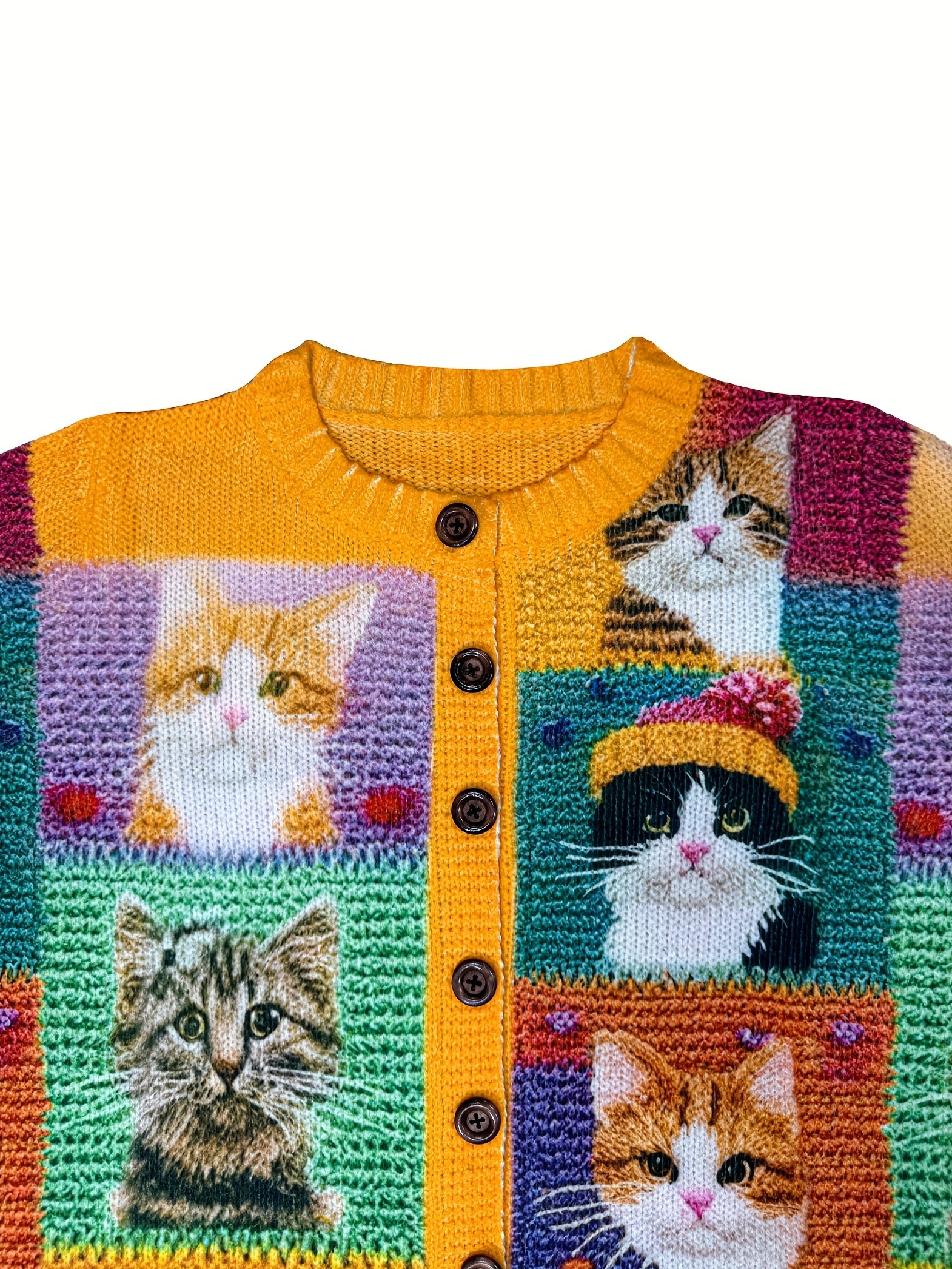 Loose Ethnic Animal Picture Crew Neck Cardigan
