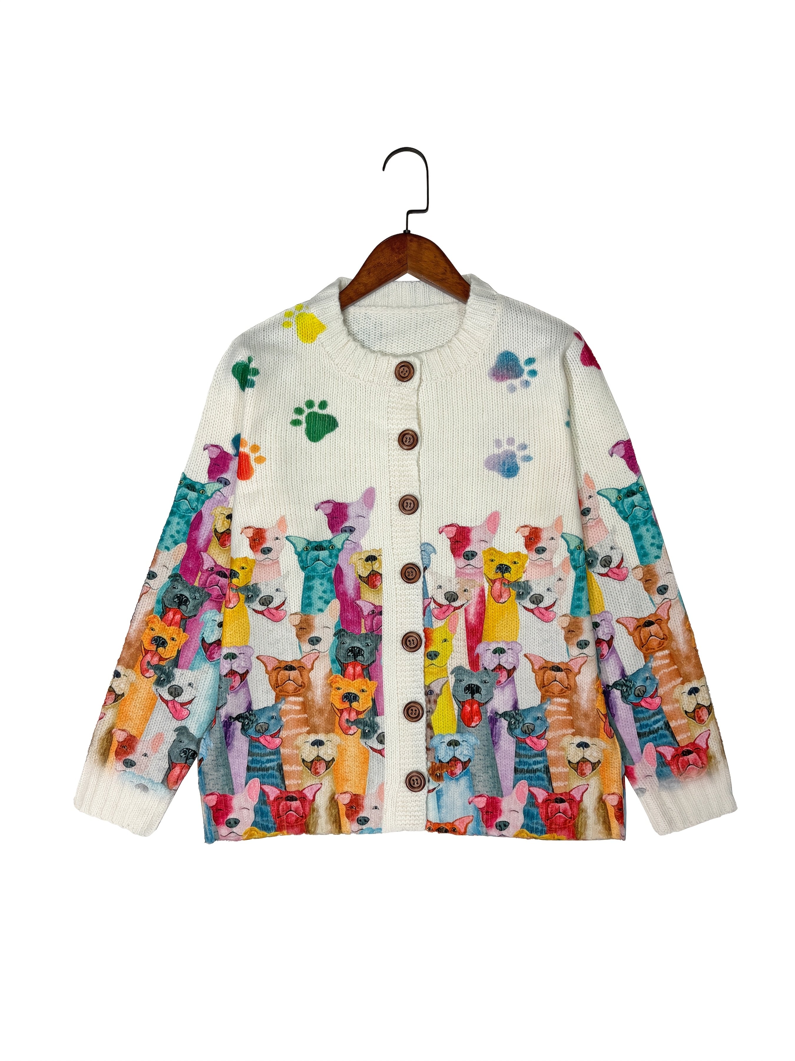 Casual Vintage Geometric Print Loose Knit Cardigan