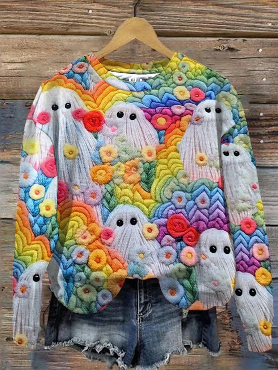 Halloween Round Neck Long Sleeve Casual Sweatshirt
