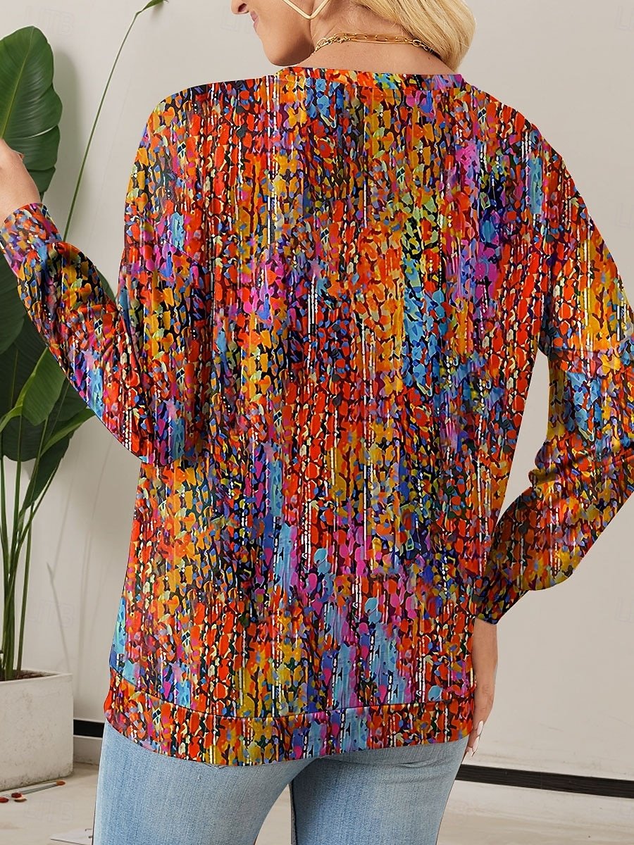 Women's Half Zip Sweatshirt Artistic Gradient Pattern Casual Commuter