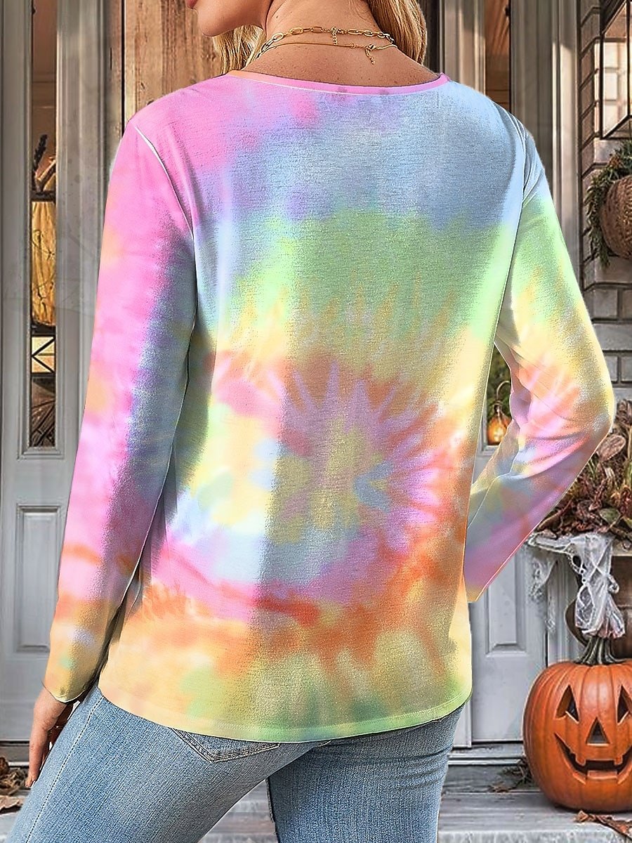 Halloween Women's Abstract Vintage Long Sleeve Crew Neck T-Shirt