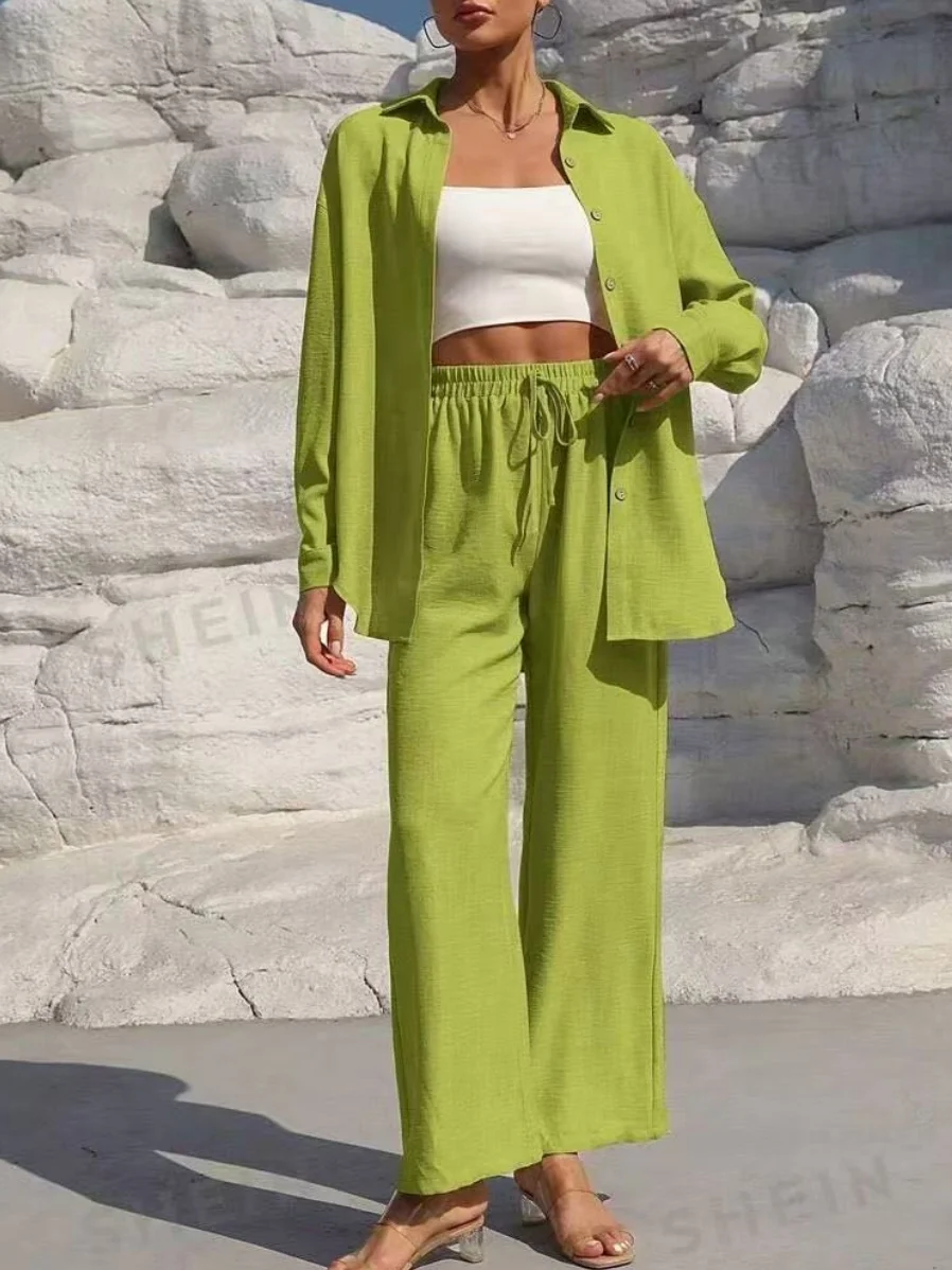 Women's Split Joint Plain Daily Going Out Two-Piece Set Apricot Casual Spring/Fall Top With Pants Matching Set
