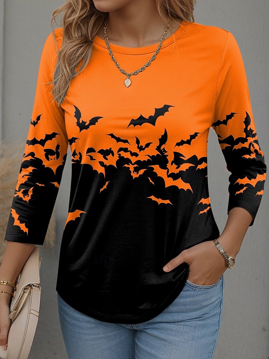 Halloween Women's Casual Long Sleeve T-Shirt Graphic Fashionable and Modern