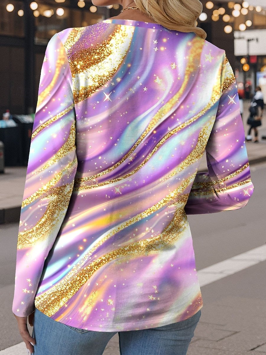 Women's Gradient Graphic Textured T-Shirt Vintage Style