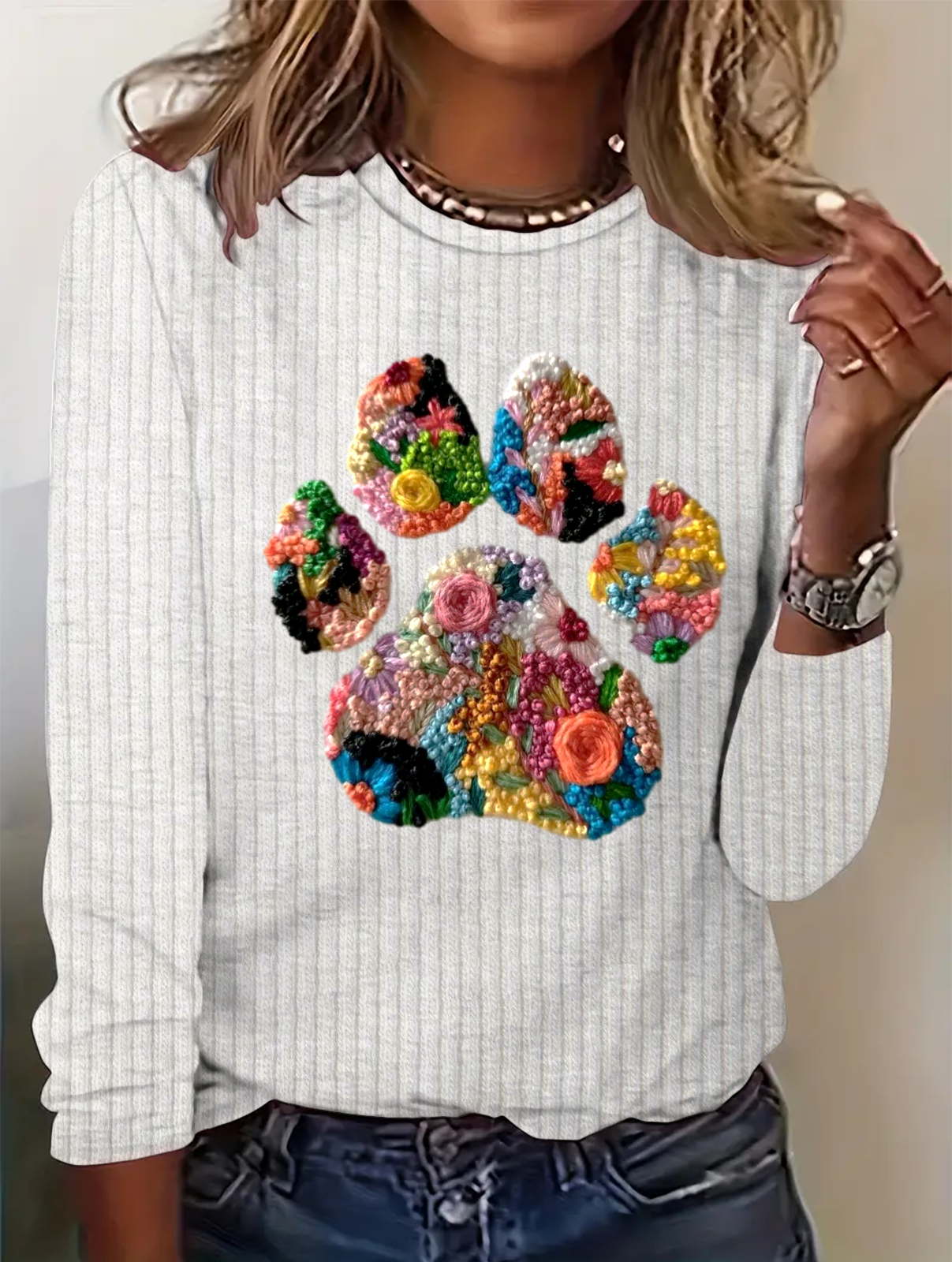 Regular Women's Casual Commuter Round Neck Long Sleeve T-Shirt