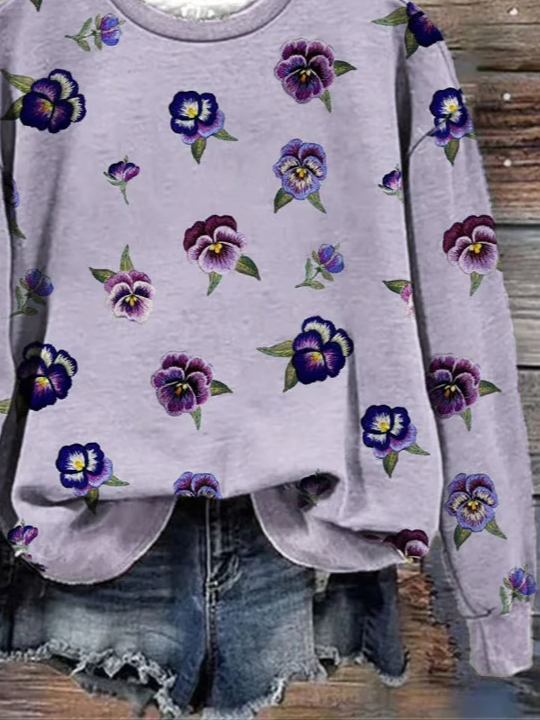 Loose Casual Floral Printing Sweatshirt