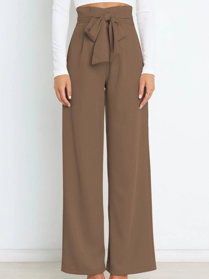 Women's  Elastic Waist H-Line Wide Leg Pants Daily Going Out Pants White Casual Split Joint Plain Spring/Fall Pants