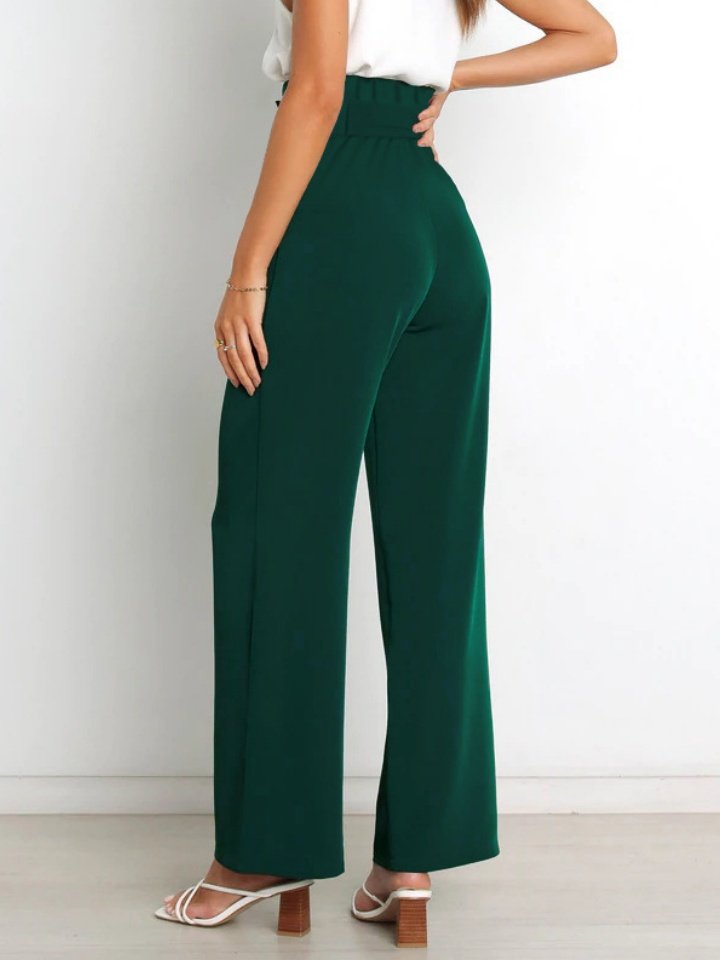 Women's  Elastic Waist H-Line Wide Leg Pants Daily Going Out Pants White Casual Split Joint Plain Spring/Fall Pants