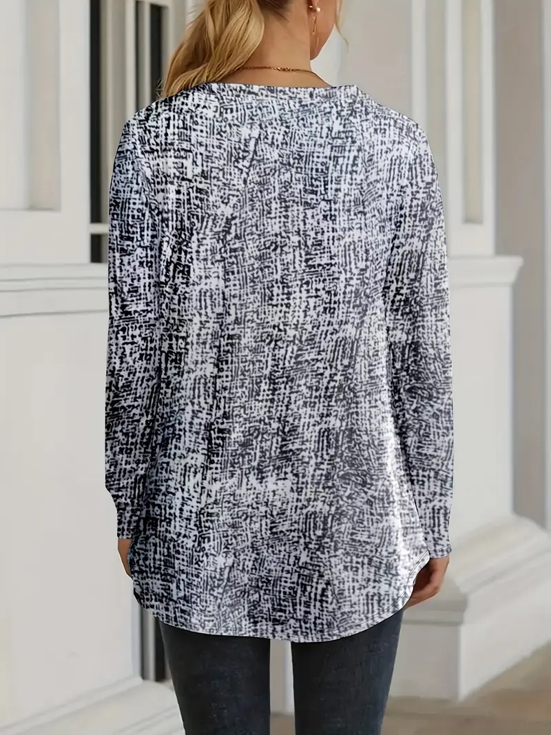 Women's Long Sleeve T-shirt Spring/Fall Gray Abstract Printing Jersey Crew Neck Daily Going Out Casual Top